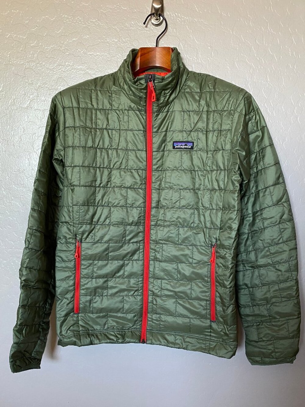 Patagonia Nano Puff Full Zip Jacket - Rare - Green / Red - Mens S Near New Cond